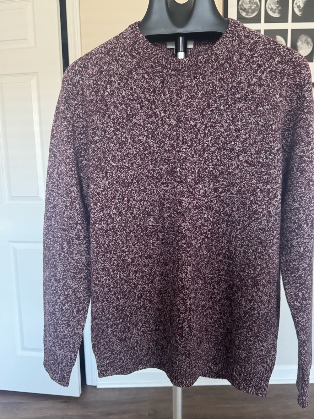 COS Men's Marled Burgundy Crewneck SweaterS